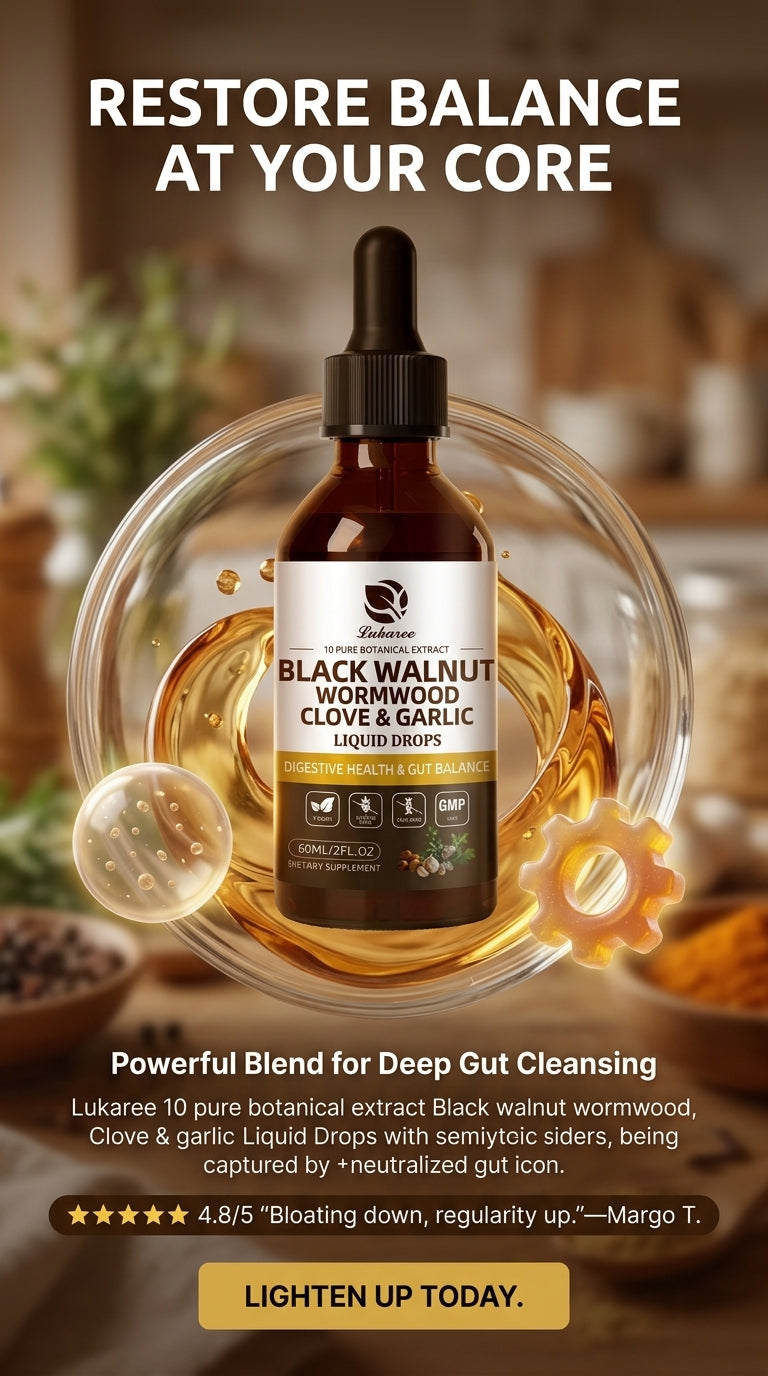 Lukaree 60ML Black Walnut Drop with Wormwood Clove & Garlic Support Digestion and Immune Health, Detoxify the Body Antioxidant