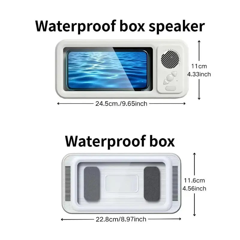 Shower Phone Holder with Bluetooth Speaker IPX4 Waterproof Anti-Fog Touch Screen Wall Mount Phone Holder for Shower Bathroom